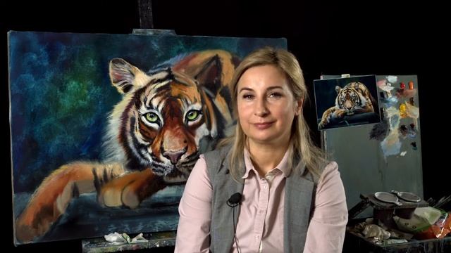 Мастер-класс от Ольги Базановой "Амурский тигр". Пишем маслом. Часть 2 смотреть онлайн