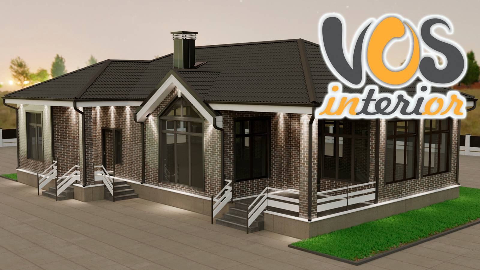 Фасадный дизайн дома с облицовкой из термопанелей в 4К