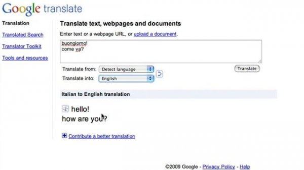 Text Translation on Google Translate