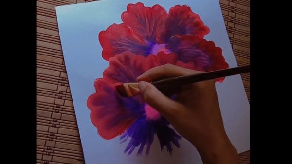 Painting Hibiscus🌺|| Acrylic painting for beginners🌈||One Stroke Painting🪂#trending#flowers#hibiscu