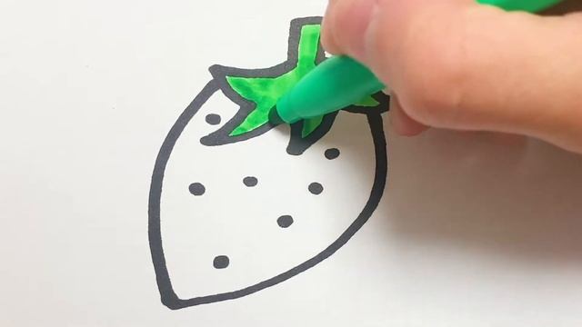 Как нарисовать Клубнику - Раскраска клубничка для детей - Рисунки Раскраски смотреть онлайн