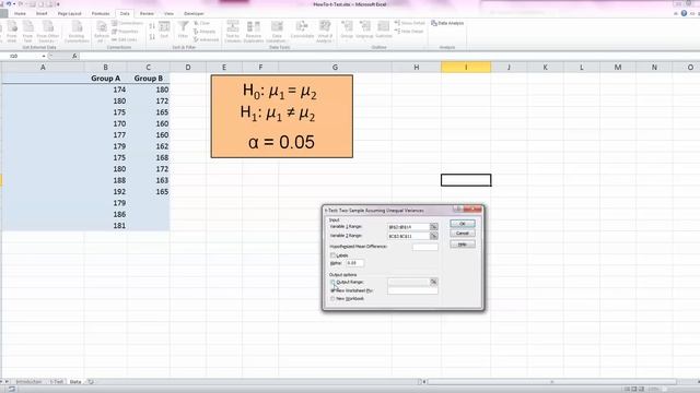 How To... Calculate Student's t-Statistic (Independent Samples) Using Data Analysis in Excel 2010 смотреть онлайн