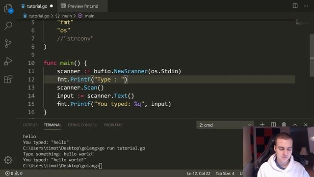 Golang Tutorial #5 - Console Input (Bufio Scanner) & Type Conversion смотреть онлайн