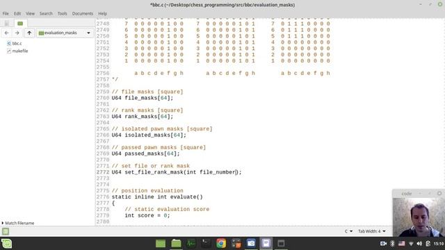 Bitboard CHESS ENGINE in C: improving EVALUATION (setting file & rank masks) смотреть онлайн