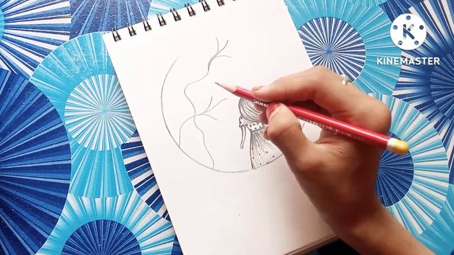 How to Draweasy Girl with Cherry Blossom tree/ Backside girl scenery смотреть онлайн