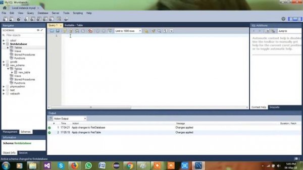 How to create database and table in MySQL workbench