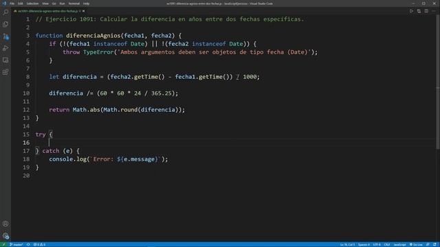 JavaScript Ejercicio: 1091 Calcular la Diferencia en Años que Hay Entre Dos Fechas Específicas смотреть онлайн