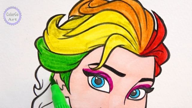 Draw & Color Elsa from Frozen Rainbow || Disney Princess Coloring #frozen смотреть онлайн