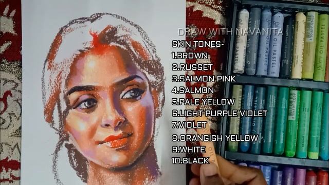 HOW TO PAINT A FACE WITH OIL PASTELS/ DRAWING A FACE / OIL PASTEL FACE DRAWING смотреть онлайн