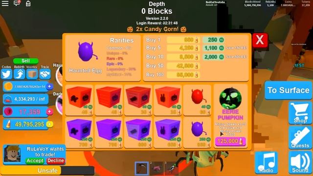 СУПЕР БАГ НА ХЕЛЛОУИН МИЛЛИОН КОНФЕТ В МАЙНИНГ СИМУЛЯТОР РОБЛОКС | HALLOWEEN Mining Simulator roblo смотреть онлайн
