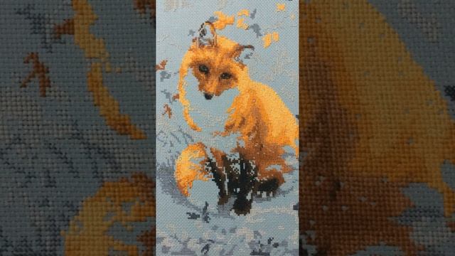 Riolis "Fox" cross stitch full work out. Процесс отшива набора "Лисичка" от Риолис (счетный крест). смотреть онлайн