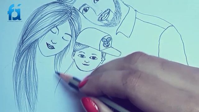 How to draw happy Family Sketch || Happy family sketch || New video from Farju art & Craft смотреть онлайн