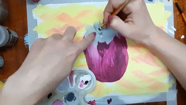 Как нарисовать котенка в тюльпане, красками. Рисуем котенка в цветке, гуашью. Кот и цветок, поэтапн смотреть онлайн