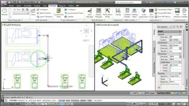 Creating a Piping System AutoCAD MEP 2013 смотреть онлайн