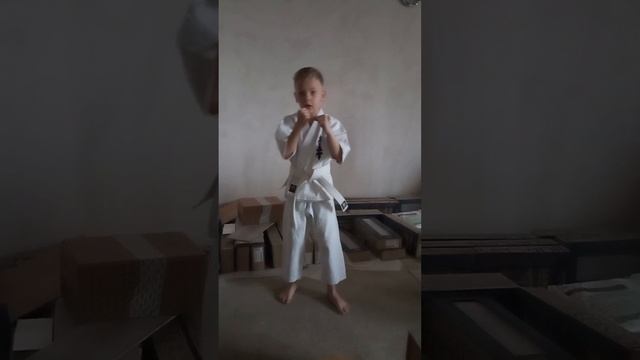 каратэ киокушинкай.как стоять в стойке и делать двоечку с шитом. смотреть онлайн