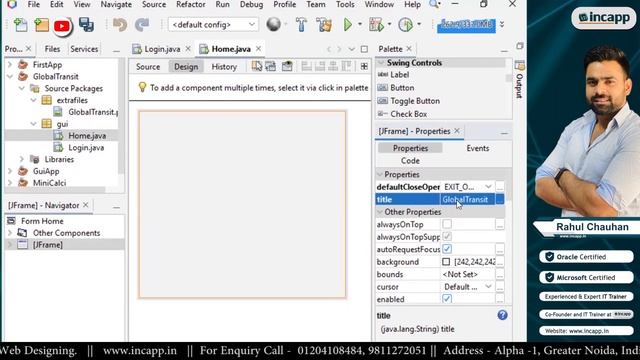 Part-01 Creating GUI Project Using JAVA | Java Project | Core Java | Incapp | Rahul Chauhan Sir смотреть онлайн