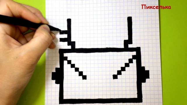 Как Рисовать Милого Котенка по Клеточкам ♥ Рисунки по Клеточкам смотреть онлайн