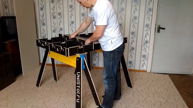 Складной ячеистый стол верстак UniStol.ru на строительных козликах смотреть онлайн