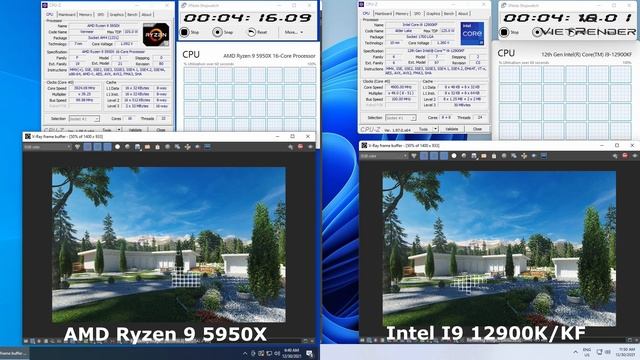 3dsMax Vray 3.6 Render Time Intel Core I9 12900K VS AMD Ryzen 9 5950X смотреть онлайн