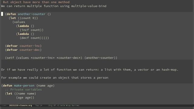 Closures in Common Lisp, when CLOS Is Too Much смотреть онлайн