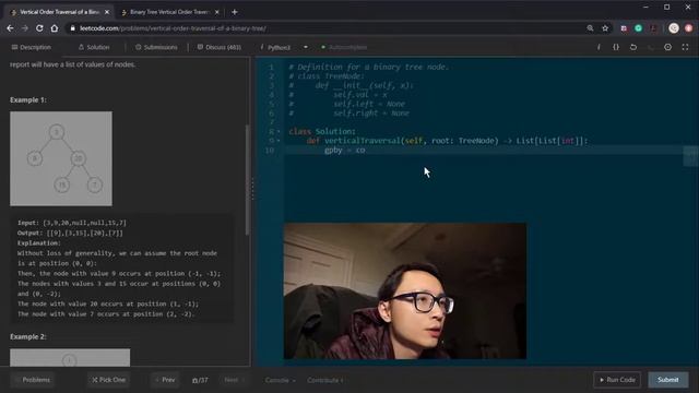 Leetcode 314/987 Binary Tree Vertical Order Traversal смотреть онлайн