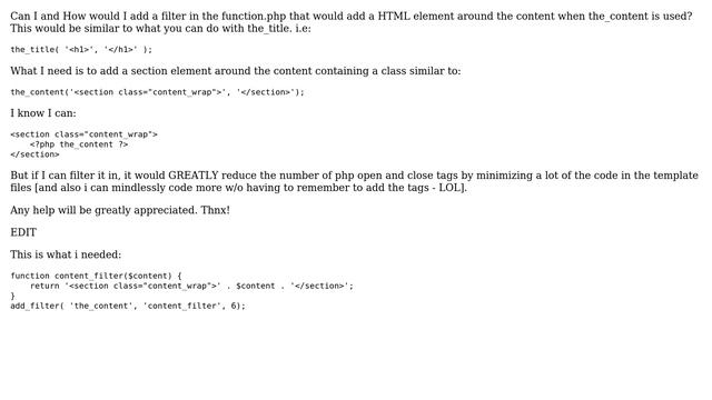 Wordpress: Add Element as a Filter to the_content смотреть онлайн