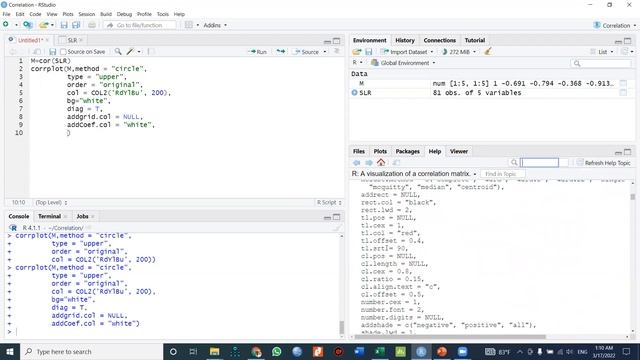 Visualization Of A Correlation Matrix In R Studio