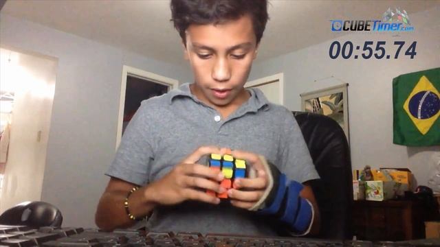KID WITH A BROKEN WRIST SOLVE A RUBIX CUBE FAST!? смотреть онлайн