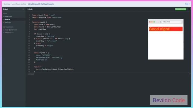 Inline Style with Style Property |React JS Course for Beginners | React JS Tutorial | #revildo_cod смотреть онлайн