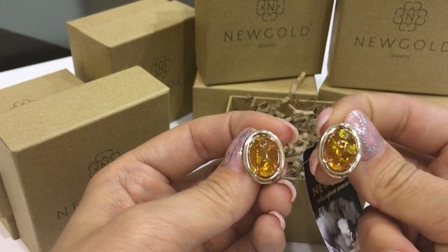 Серьги 2213 из красного золота 585 пробы с янтарем смотреть онлайн