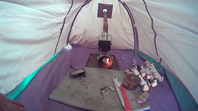 Летняя печка для палатки БД-2 из трубы дымохода смотреть онлайн