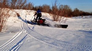 Мотобуксировщик форза, с лыжным модулем, покатушки по насту.