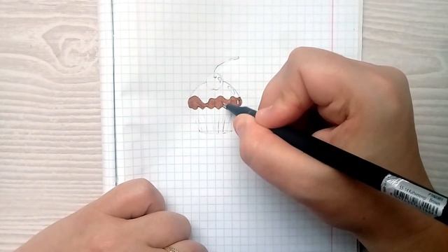 Рисунки по клеточкам. Кекс с вишней. смотреть онлайн