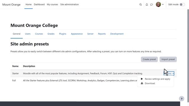 Moodle 4.0 Site admin presets смотреть онлайн