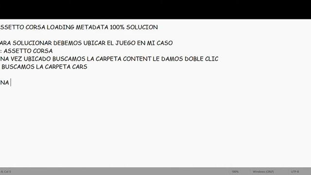 Assetto Corsa Loading Metadata 100% Error Solución