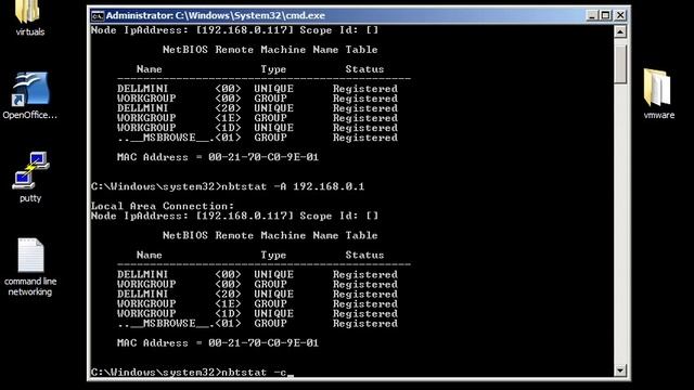 Windows command line networking: nbtstat смотреть онлайн