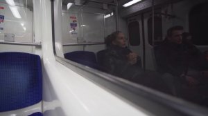 Greece, metro night ride from Athens International Airport to Syntagma