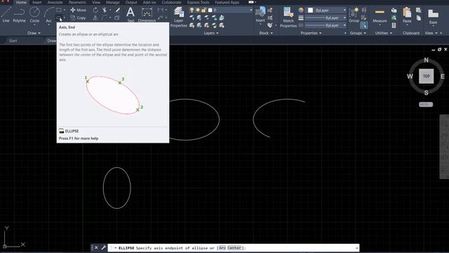 AutoCAD 2021: how to draw Ellipse or Elliptical Arc? смотреть онлайн