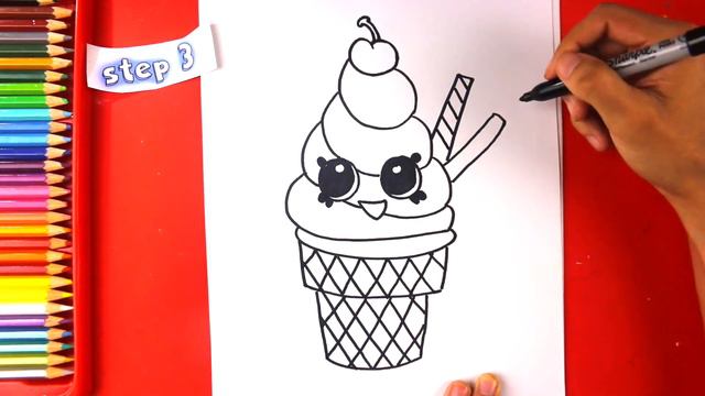 How to Draw Cute Ice Cream in a Cone смотреть онлайн