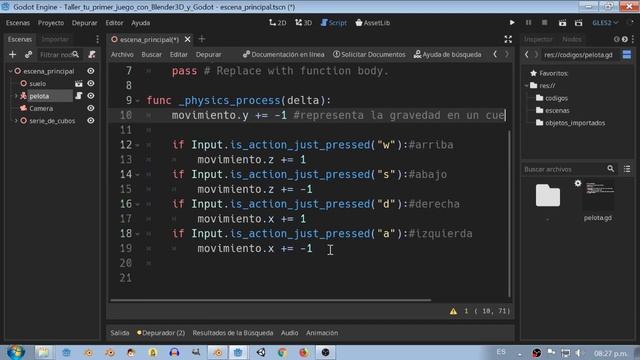 3 mover y deslizar pelota kinematica Taller 3D Godot desde cero смотреть онлайн
