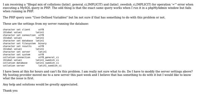 DevOps & SysAdmins: Illegal mix of collations in mysql php query смотреть онлайн