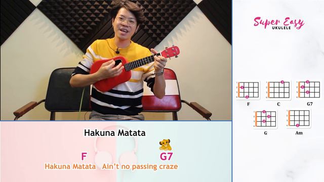 Lion King Hakuna Matata Ukulele tutorial (Super Easy Ukulele 超简单乌克丽丽 EP. 1) смотреть онлайн