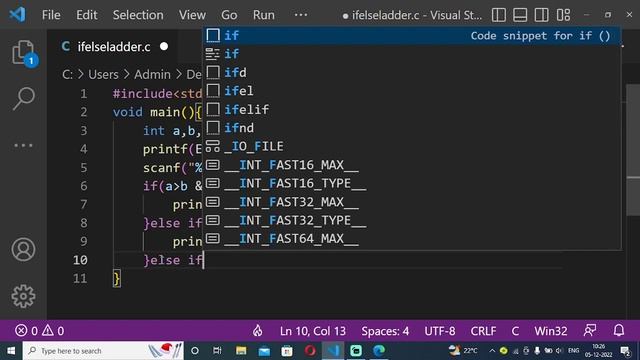 if else ladder statement in C with syntax and program смотреть онлайн