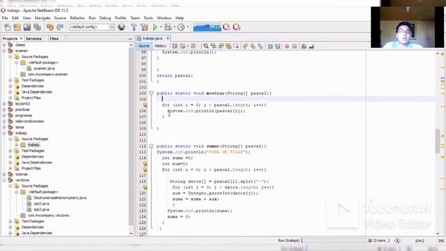 Triangulo de pascal usando el lenguaje java mediante el programa netbeans смотреть онлайн