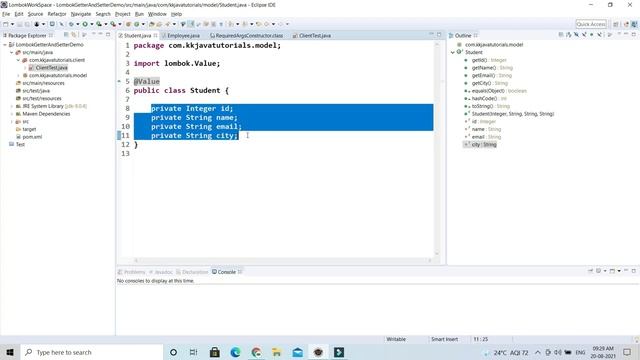 Lombok @Value annotation Example | Immutability using Lombok | Lombok Tutorials | KK JavaTutorials смотреть онлайн