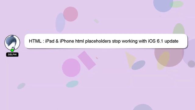 HTML : IPad & IPhone Html Placeholders Stop Working With IOS 6.1 Update