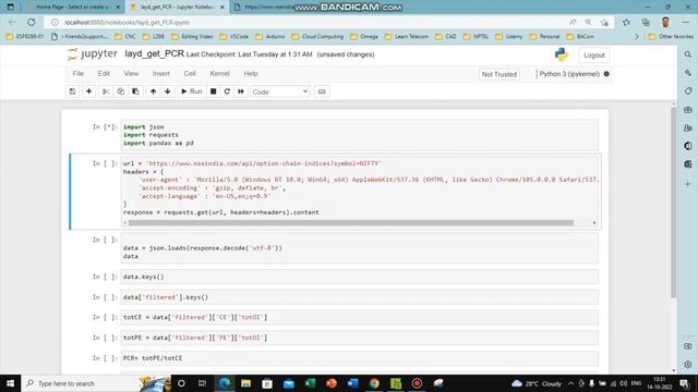 Web Scraping in Python to fetch live PCR (PUTs and CALLs ration) NSE India | Option Trading | Stock смотреть онлайн