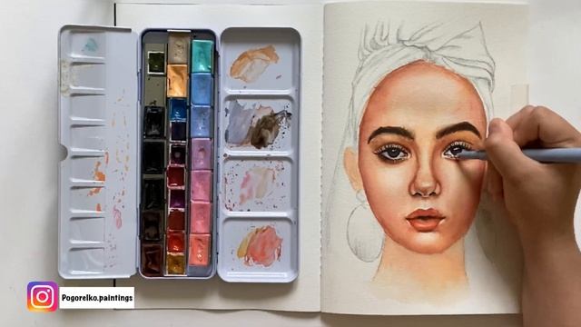 КАК НАРИСОВАТЬ ПОРТРЕТ АКВАРЕЛЬЮ /ПОТАЛЬ/ ЖЕМЧУГ || how to draw aquarelle portrait STEP BY STEP смотреть онлайн