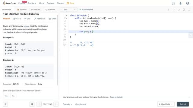 Leetcode 152 - Maximum Product Subarray (JAVA Solution Explained!) смотреть онлайн