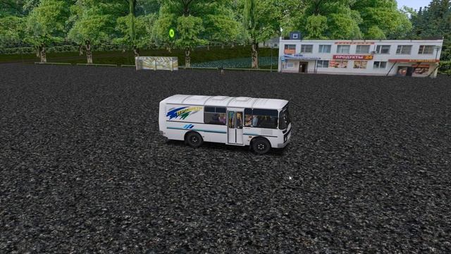 Грузопассажирский ПАЗ 32053-20, поездка по карте Луговое вместе с грузом и пассажирами Omsi 2 смотреть онлайн